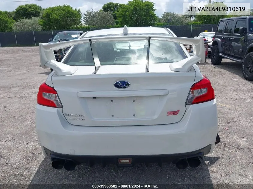 2020 Subaru Wrx Sti VIN: JF1VA2E64L9810619 Lot: 39963582