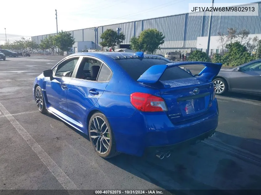 2021 Subaru Wrx Sti Limited VIN: JF1VA2W68M9802913 Lot: 40752075