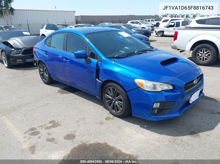 2015 Subaru Wrx Premium VIN: JF1VA1D65F8816743 Lot: 40042550