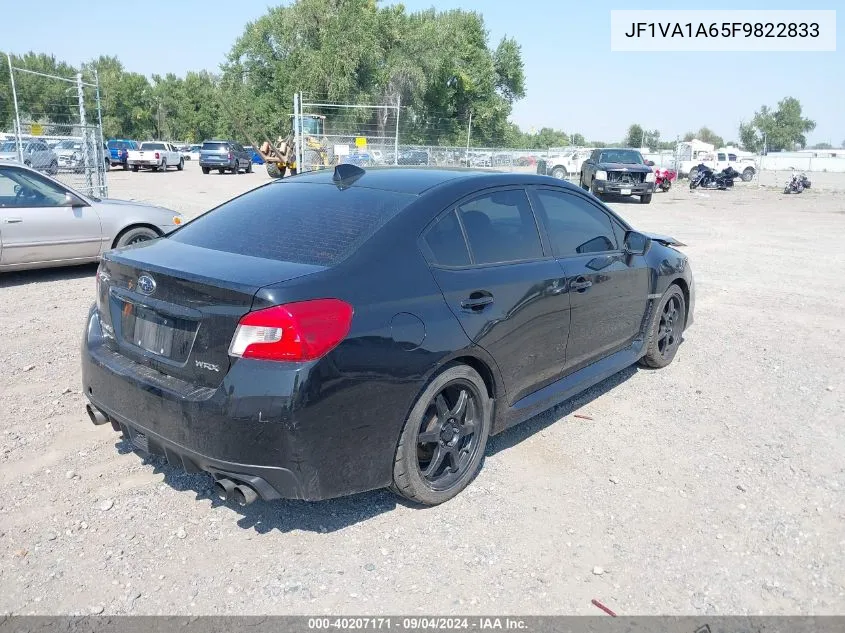 2015 Subaru Wrx VIN: JF1VA1A65F9822833 Lot: 40207171