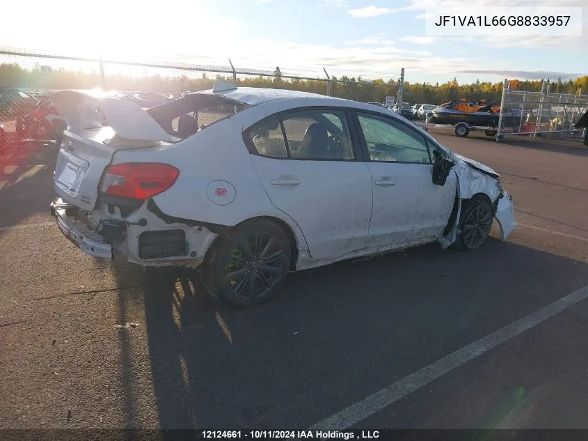 2016 Subaru Wrx Limited VIN: JF1VA1L66G8833957 Lot: 12124661