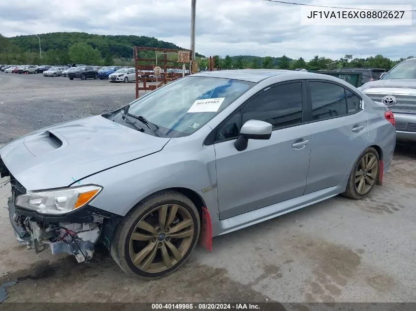 2016 Subaru Wrx Premium VIN: JF1VA1E6XG8802627 Lot: 40149985