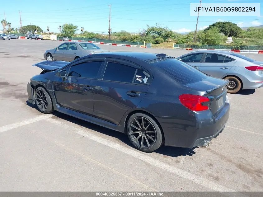 2016 Subaru Wrx VIN: JF1VA1B60G9802294 Lot: 40325557