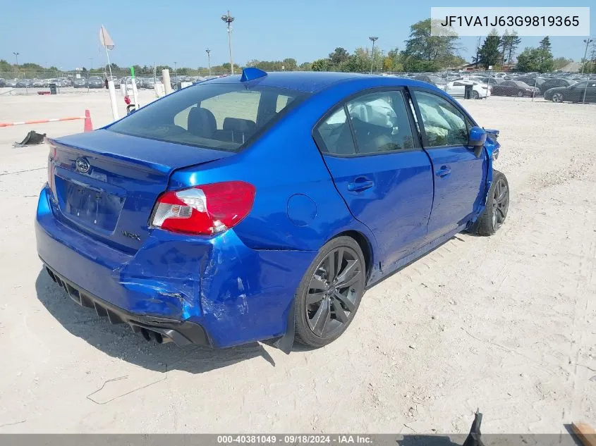 2016 Subaru Wrx Limited VIN: JF1VA1J63G9819365 Lot: 40381049