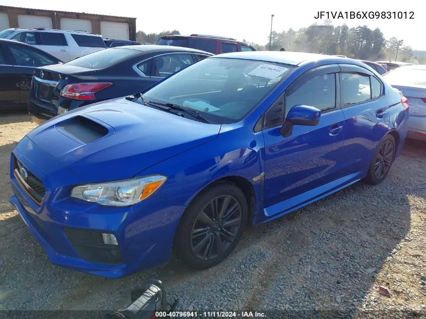 2016 Subaru Wrx VIN: JF1VA1B6XG9831012 Lot: 40796941