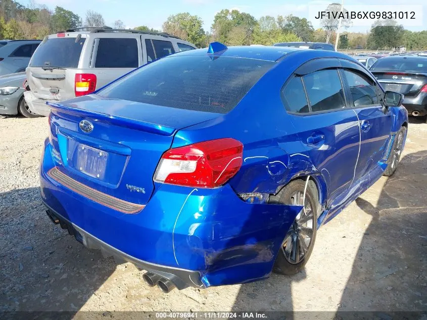 2016 Subaru Wrx VIN: JF1VA1B6XG9831012 Lot: 40796941