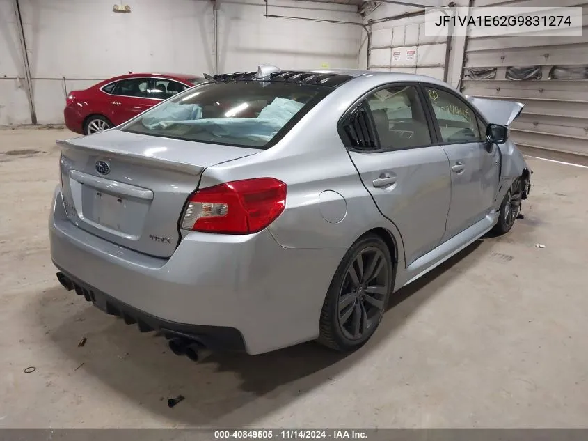 2016 Subaru Wrx Premium VIN: JF1VA1E62G9831274 Lot: 40849505