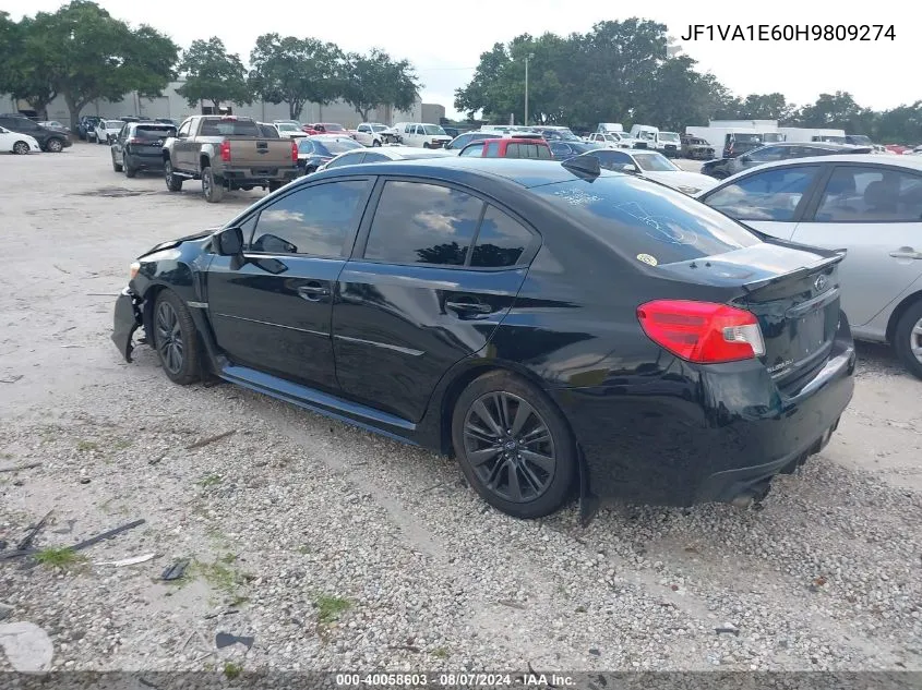 2017 Subaru Wrx Premium VIN: JF1VA1E60H9809274 Lot: 40058603