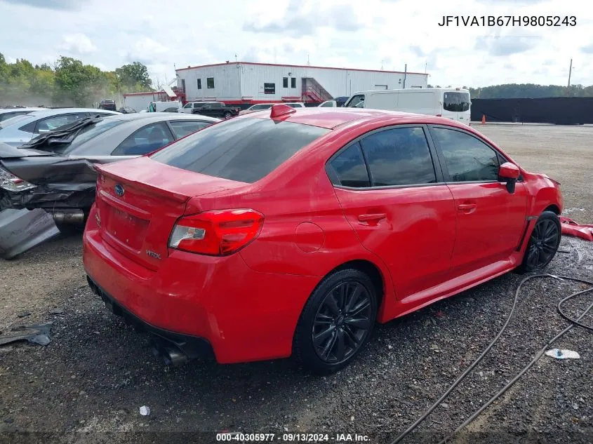 2017 Subaru Wrx VIN: JF1VA1B67H9805243 Lot: 40305977