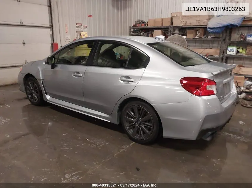 2017 Subaru Wrx VIN: JF1VA1B63H9803263 Lot: 40315321