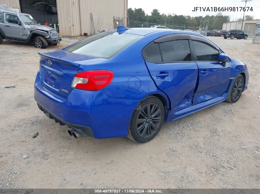 2017 Subaru Wrx VIN: JF1VA1B66H9817674 Lot: 40797937