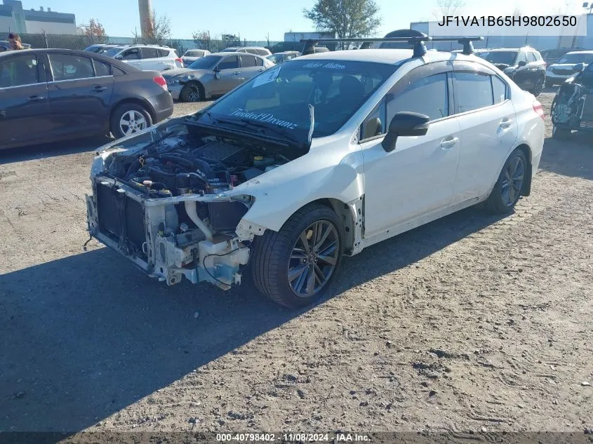 2017 Subaru Wrx VIN: JF1VA1B65H9802650 Lot: 40798402