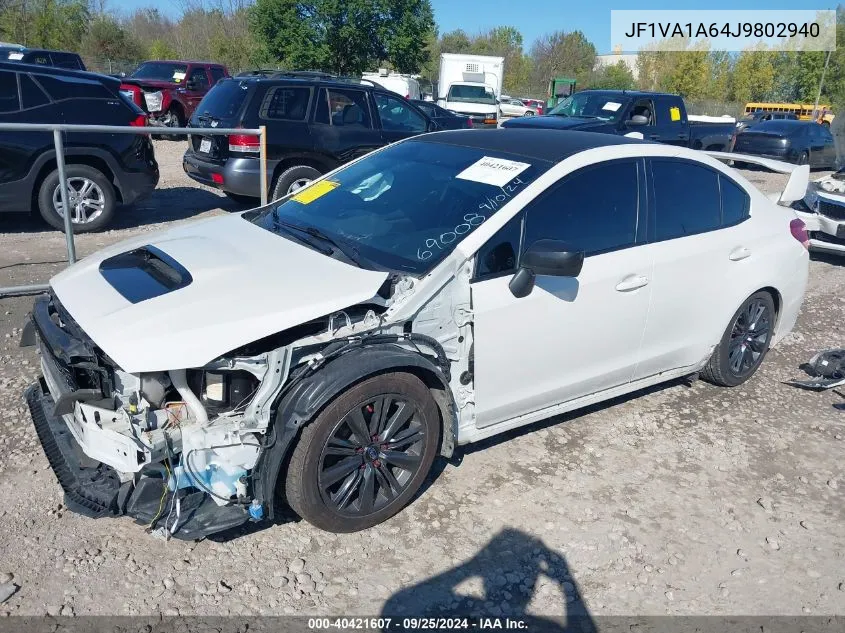 2018 Subaru Wrx VIN: JF1VA1A64J9802940 Lot: 40421607