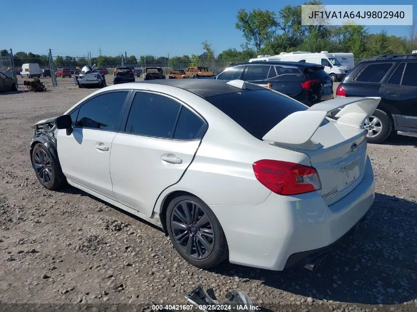 2018 Subaru Wrx VIN: JF1VA1A64J9802940 Lot: 40421607