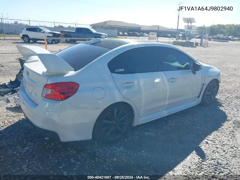 2018 Subaru Wrx VIN: JF1VA1A64J9802940 Lot: 40421607