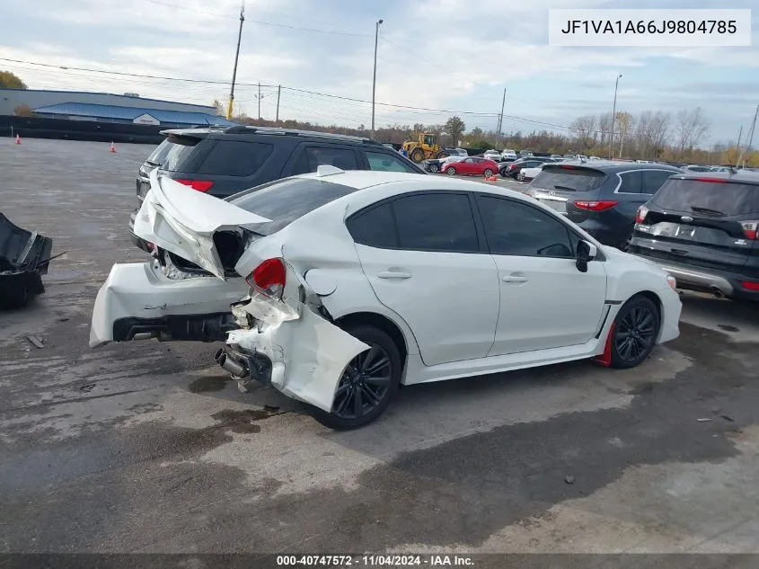 2018 Subaru Wrx VIN: JF1VA1A66J9804785 Lot: 40747572