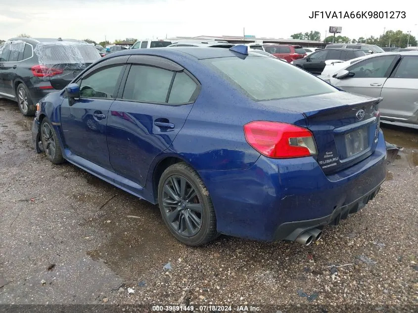 2019 Subaru Wrx VIN: JF1VA1A66K9801273 Lot: 39891449