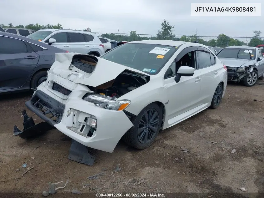 2019 Subaru Wrx VIN: JF1VA1A64K9808481 Lot: 40012256