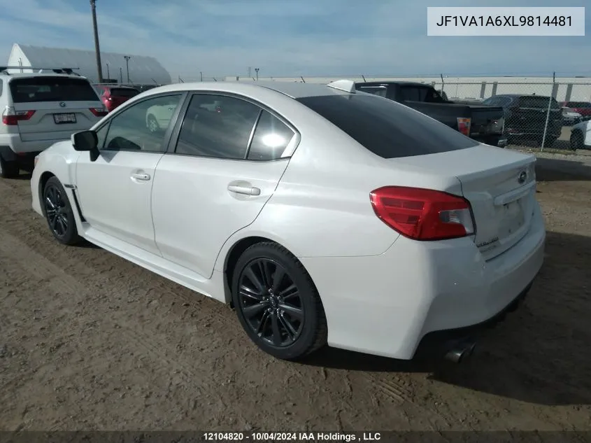 2020 Subaru Wrx VIN: JF1VA1A6XL9814481 Lot: 12104820