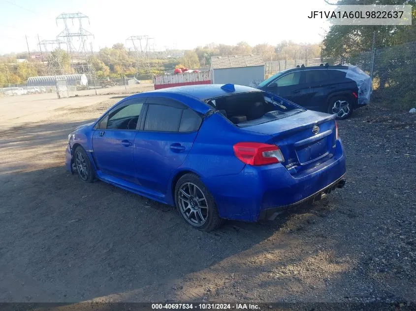 2020 Subaru Wrx VIN: JF1VA1A60L9822637 Lot: 40697534