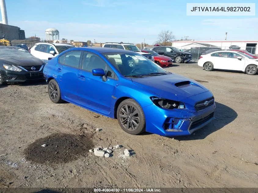 2020 Subaru Wrx VIN: JF1VA1A64L9827002 Lot: 40804030