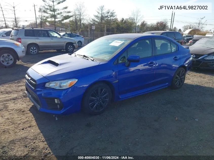 2020 Subaru Wrx VIN: JF1VA1A64L9827002 Lot: 40804030