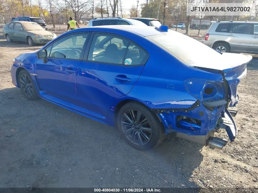 2020 Subaru Wrx VIN: JF1VA1A64L9827002 Lot: 40804030