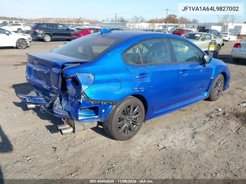 2020 Subaru Wrx VIN: JF1VA1A64L9827002 Lot: 40804030