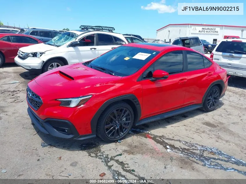 2022 Subaru Wrx Limited VIN: JF1VBAL69N9002215 Lot: 39582499