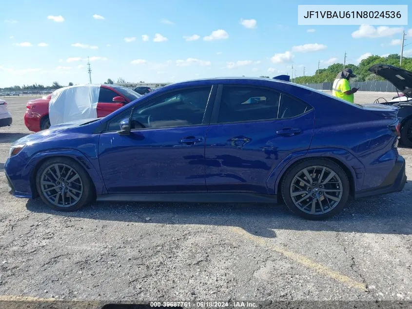 2022 Subaru Wrx Gt VIN: JF1VBAU61N8024536 Lot: 39687761