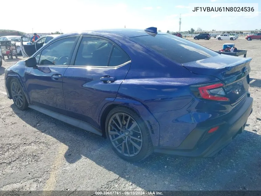 2022 Subaru Wrx Gt VIN: JF1VBAU61N8024536 Lot: 39687761