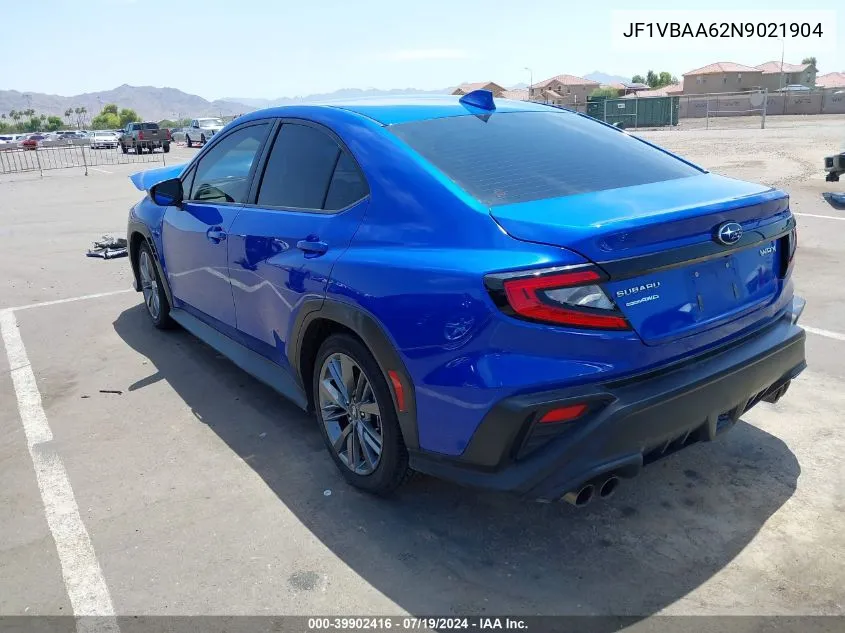 2022 Subaru Wrx VIN: JF1VBAA62N9021904 Lot: 39902416