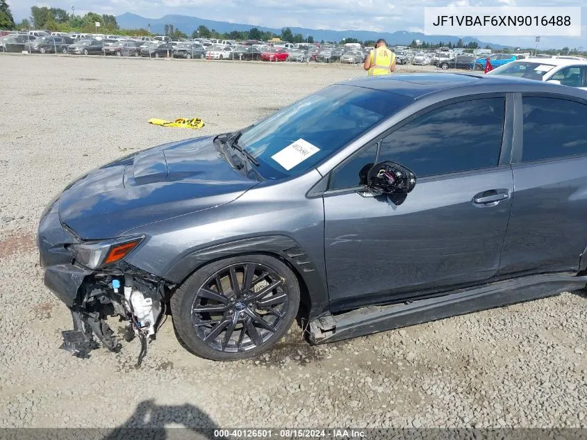 2022 Subaru Wrx Premium VIN: JF1VBAF6XN9016488 Lot: 40126501