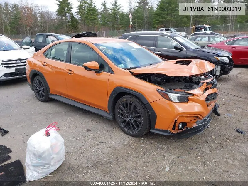 2022 Subaru Wrx Premium VIN: JF1VBAF61N9003919 Lot: 40801425