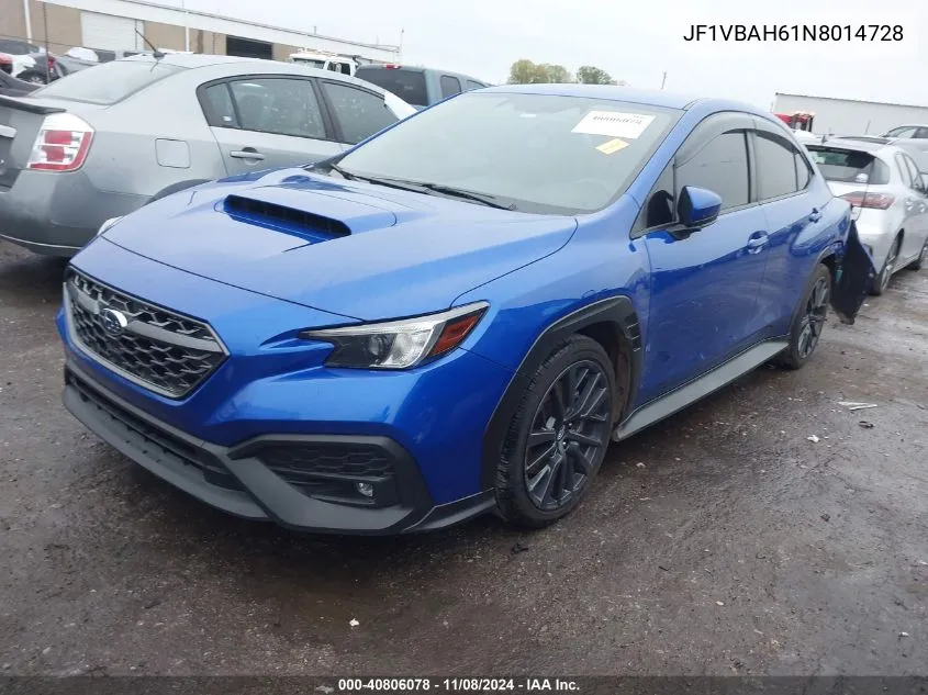 2022 Subaru Wrx Premium VIN: JF1VBAH61N8014728 Lot: 40806078