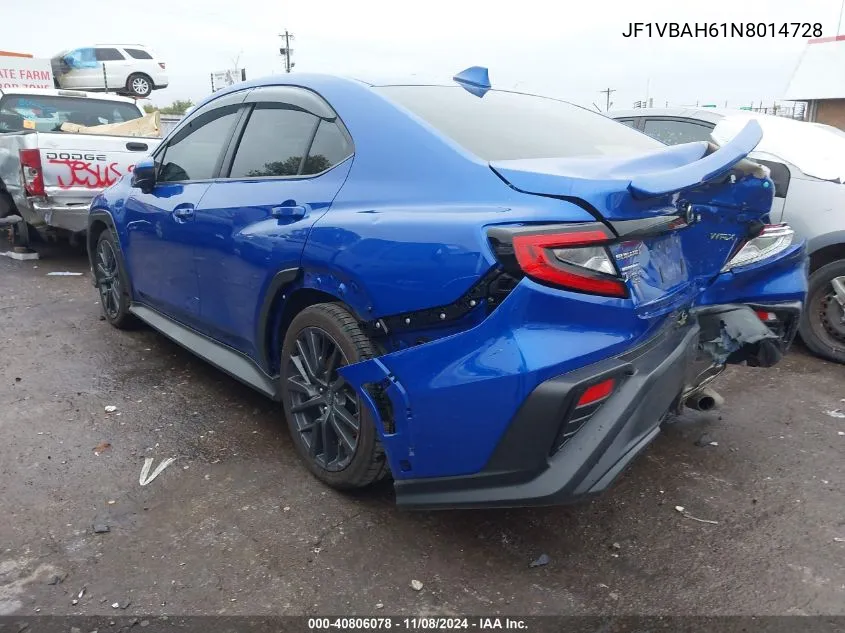 2022 Subaru Wrx Premium VIN: JF1VBAH61N8014728 Lot: 40806078