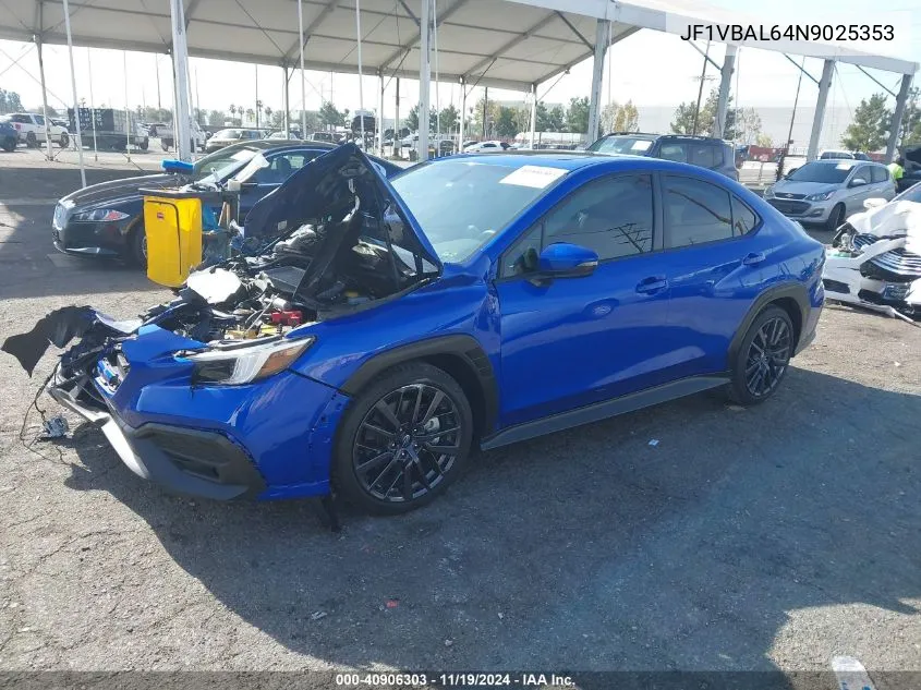 2022 Subaru Wrx Limited VIN: JF1VBAL64N9025353 Lot: 40906303