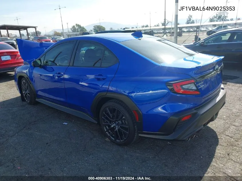 2022 Subaru Wrx Limited VIN: JF1VBAL64N9025353 Lot: 40906303