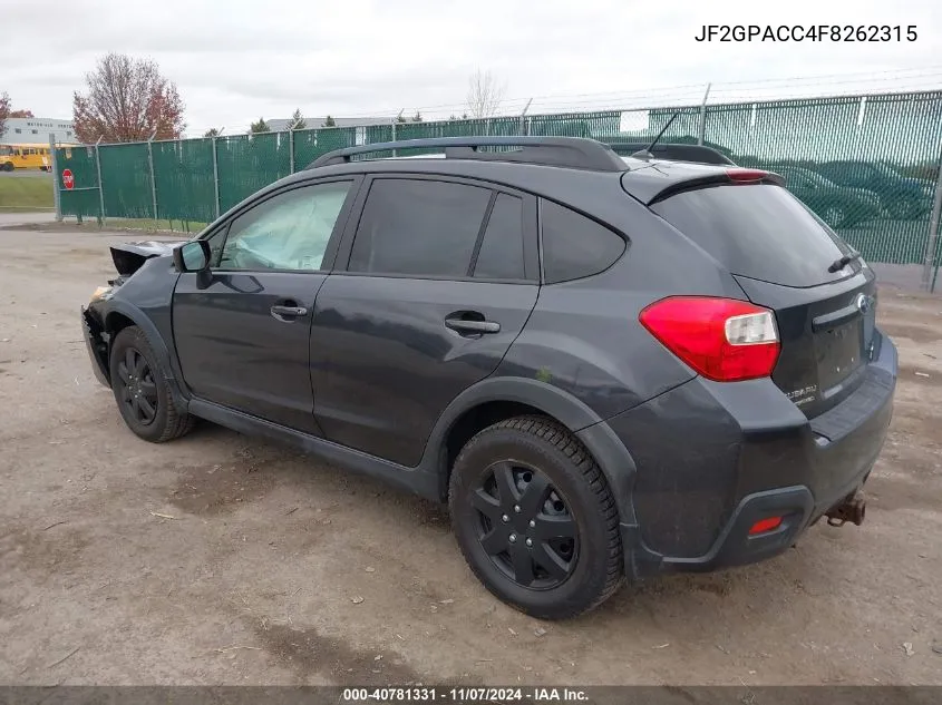 2015 Subaru Xv Crosstrek 2.0I Premium VIN: JF2GPACC4F8262315 Lot: 40781331