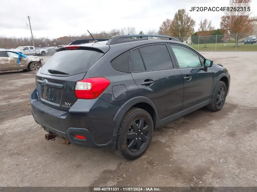 2015 Subaru Xv Crosstrek 2.0I Premium VIN: JF2GPACC4F8262315 Lot: 40781331