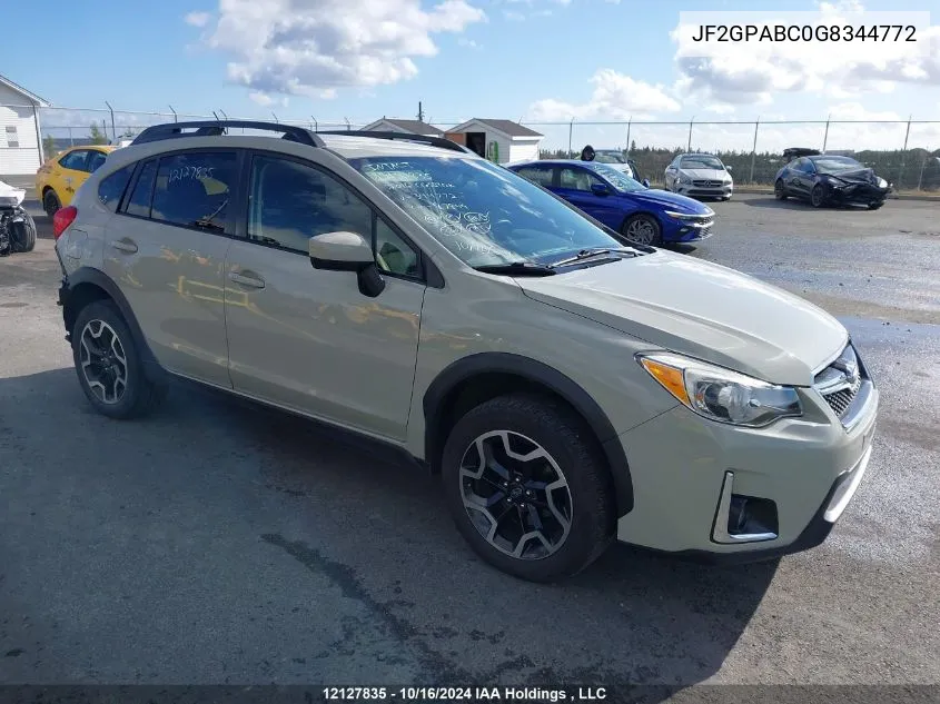 2016 Subaru Crosstrek VIN: JF2GPABC0G8344772 Lot: 12127835