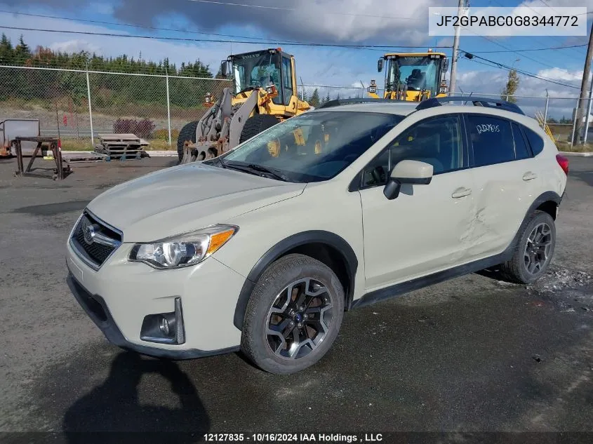 2016 Subaru Crosstrek VIN: JF2GPABC0G8344772 Lot: 12127835