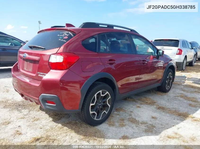 2016 Subaru Crosstrek 2.0I Premium VIN: JF2GPADC5GH338785 Lot: 40638321