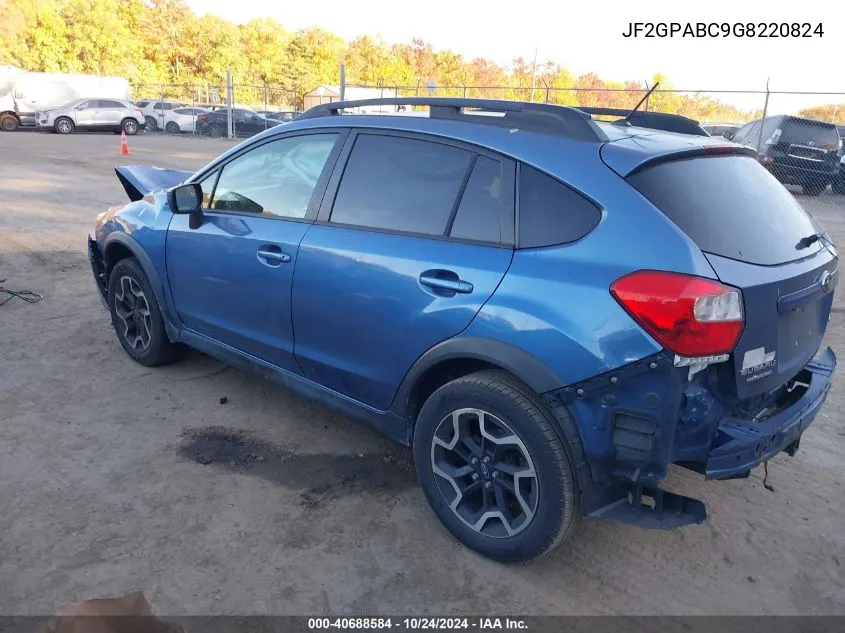 2016 Subaru Crosstrek 2.0I Premium VIN: JF2GPABC9G8220824 Lot: 40688584