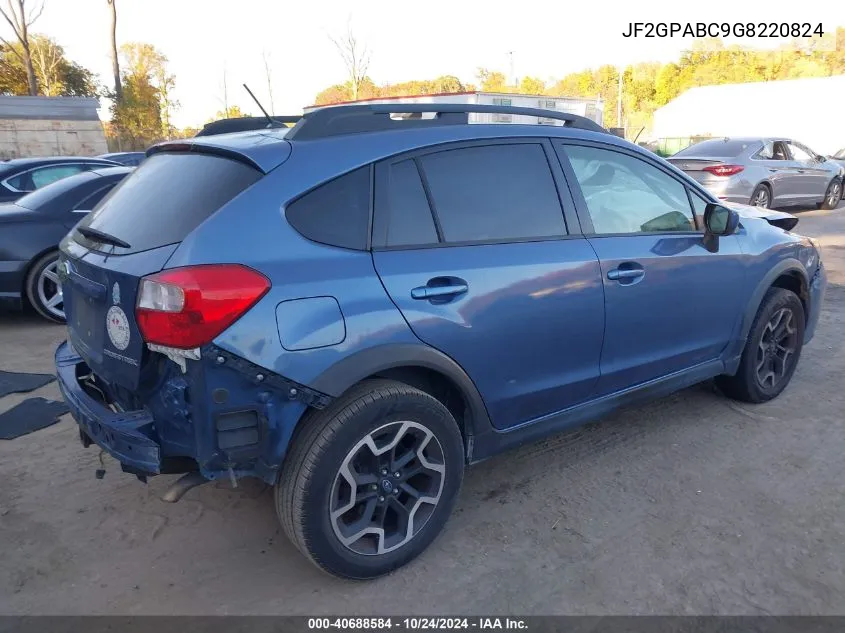 2016 Subaru Crosstrek 2.0I Premium VIN: JF2GPABC9G8220824 Lot: 40688584