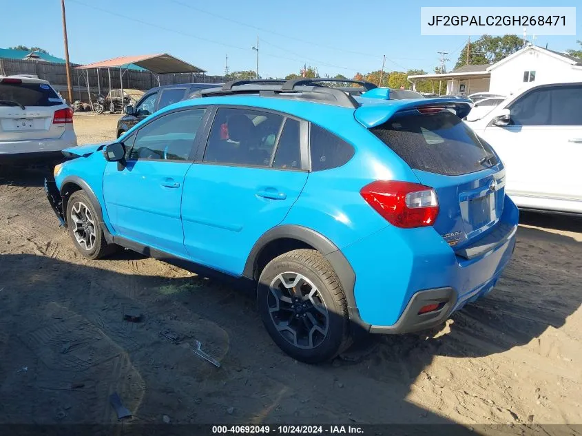 2016 Subaru Crosstrek 2.0I Limited VIN: JF2GPALC2GH268471 Lot: 40692049