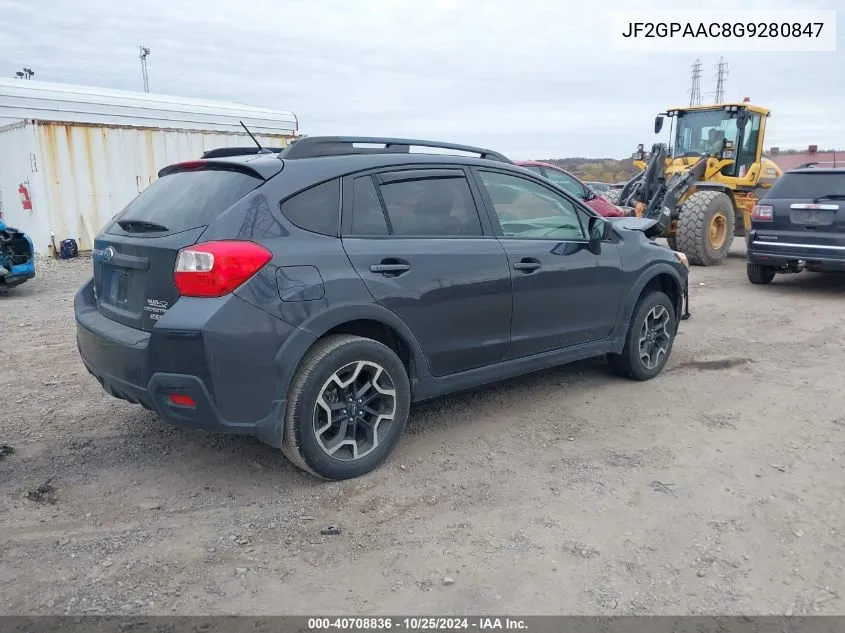 2016 Subaru Crosstrek 2.0I VIN: JF2GPAAC8G9280847 Lot: 40708836