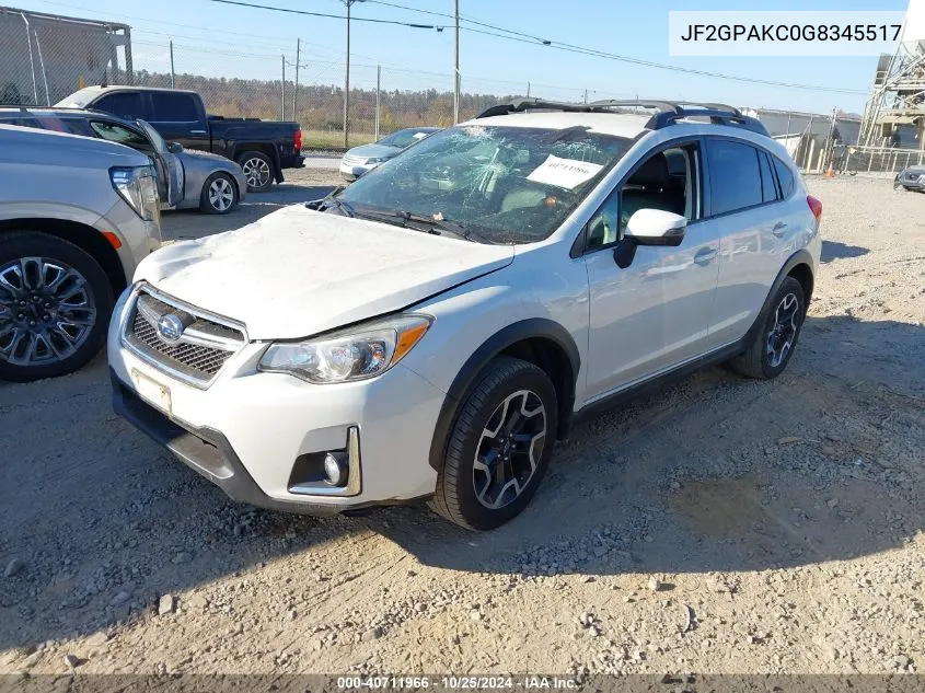 2016 Subaru Crosstrek 2.0I Limited VIN: JF2GPAKC0G8345517 Lot: 40711966