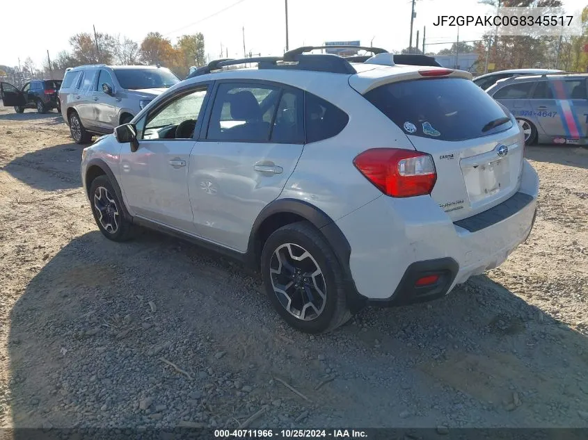 2016 Subaru Crosstrek 2.0I Limited VIN: JF2GPAKC0G8345517 Lot: 40711966