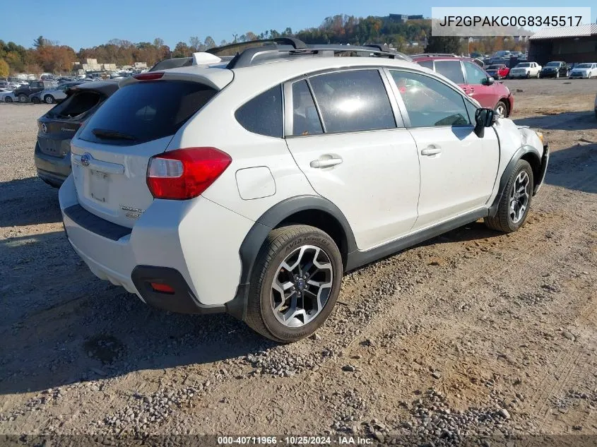 2016 Subaru Crosstrek 2.0I Limited VIN: JF2GPAKC0G8345517 Lot: 40711966